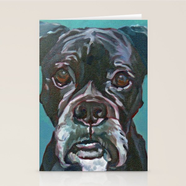 Sable the Black Boxer Dog Stationery Card Gallery Image 1