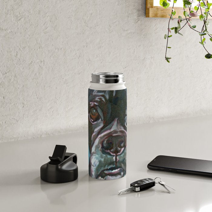 Sable the Black Boxer Dog Water Bottle Gallery Image 4