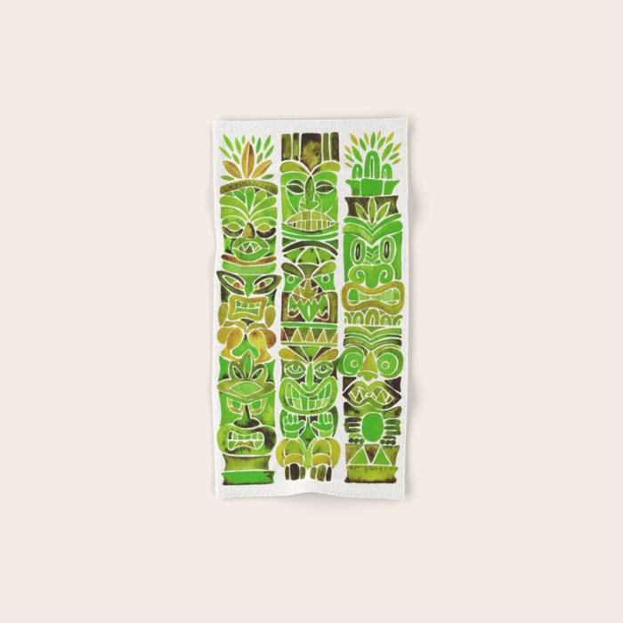 Tiki Totems - Green Bath Towel Gallery Image 1