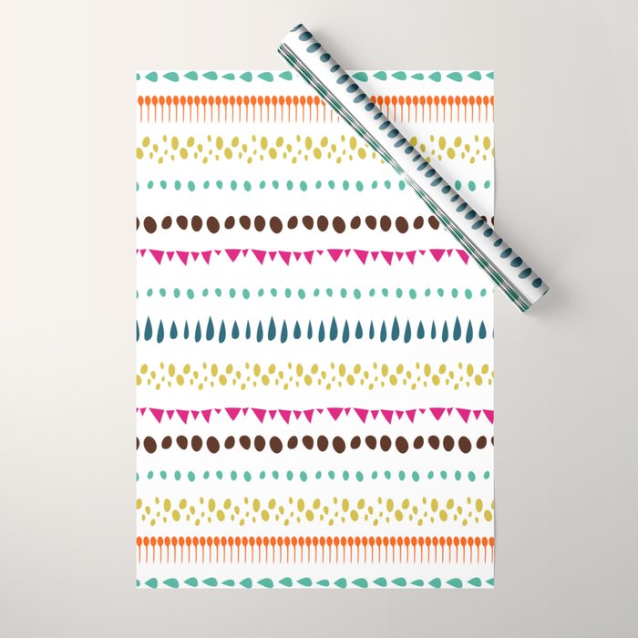 Modern colorful pink orange polka dots stripes patterns Wrapping Paper Gallery Image 1