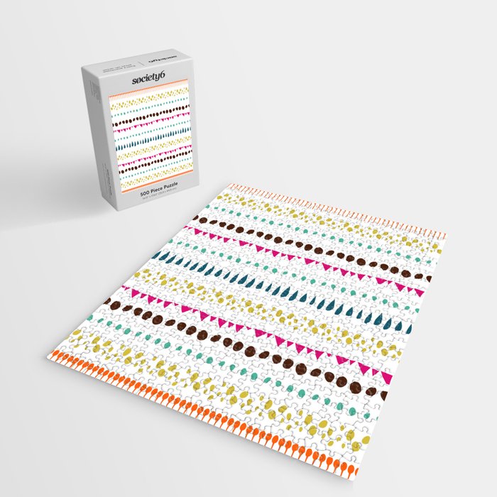Modern colorful pink orange polka dots stripes patterns Jigsaw Puzzle Gallery Image 2
