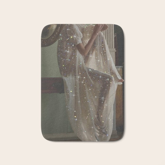 After Birthday Mood | girl | alone | sad | thinking | thoughts | morning | vintage | dress | glitter Bath Mat Gallery Image 1