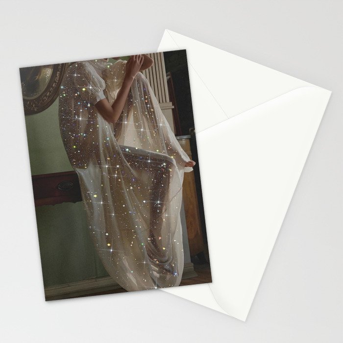 After Birthday Mood | girl | alone | sad | thinking | thoughts | morning | vintage | dress | glitter Stationery Card Gallery Image 2