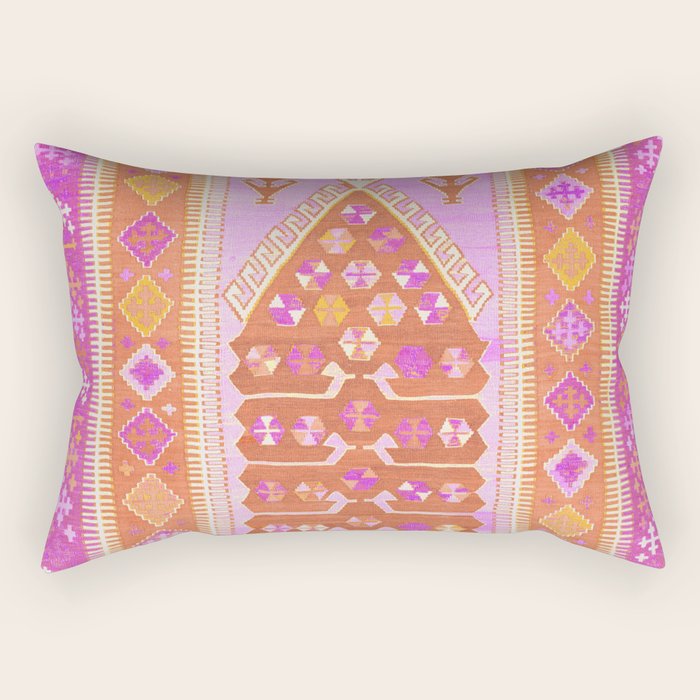 Persian Rug Orange and Pink Rectangular Pillow Gallery Image 2