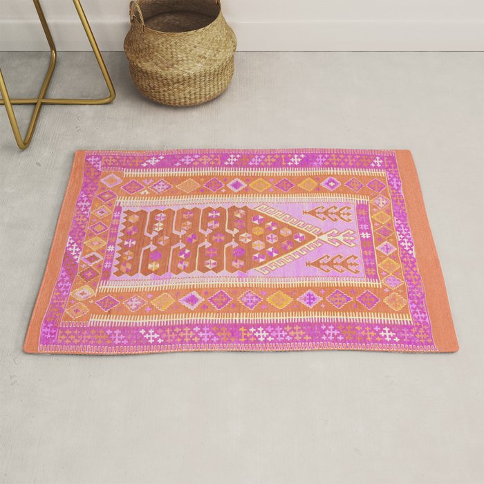 Persian Rug Orange and Pink Rug Gallery Image 1