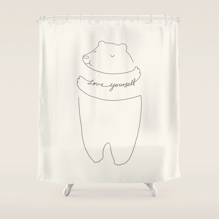 Love Yourself Bear Shower Curtain Gallery Image 1