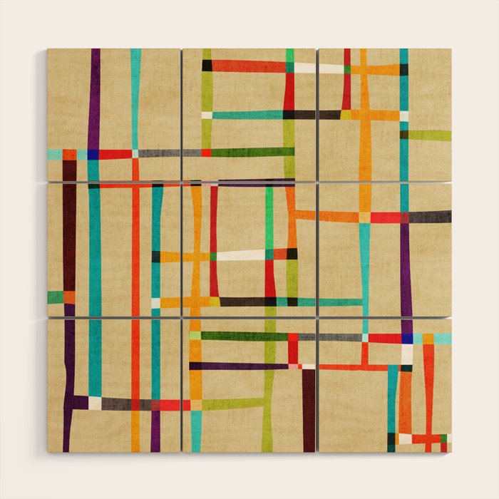 The map (after Mondrian) Wood Wall Art Gallery Image 1
