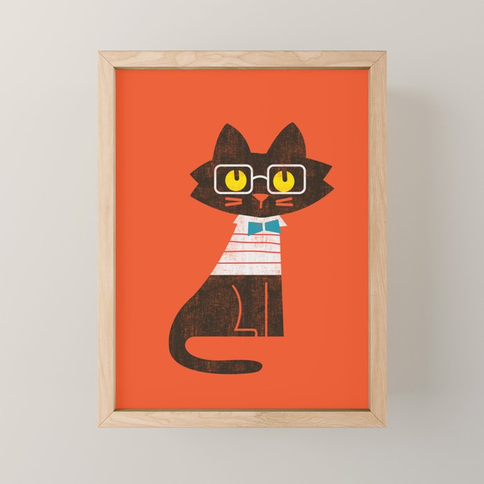 Fitz - Preppy cat Mini Art Print Gallery Image 1