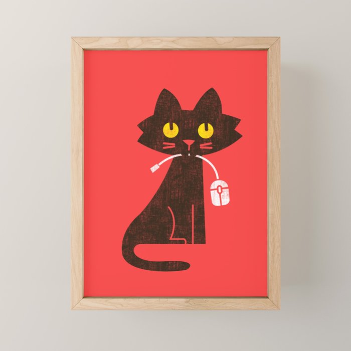 Fitz - Hungry hungry cat (and unfortunate mouse) Mini Art Print Gallery Image 1