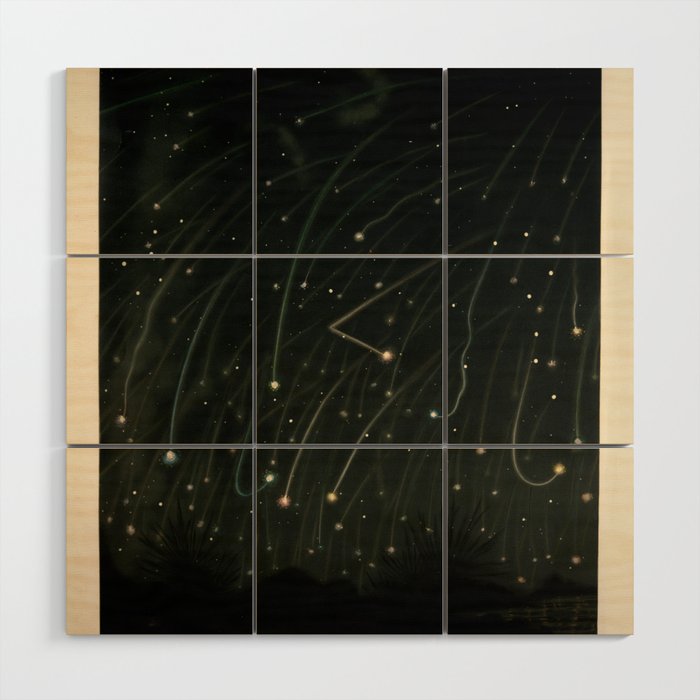 Meteor shower by Étienne Léopold Trouvelot (1868) Wood Wall Art Gallery Image 1
