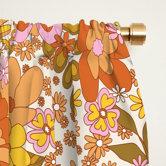 70s Floral Pattern Window Curtain Gallery Image 2