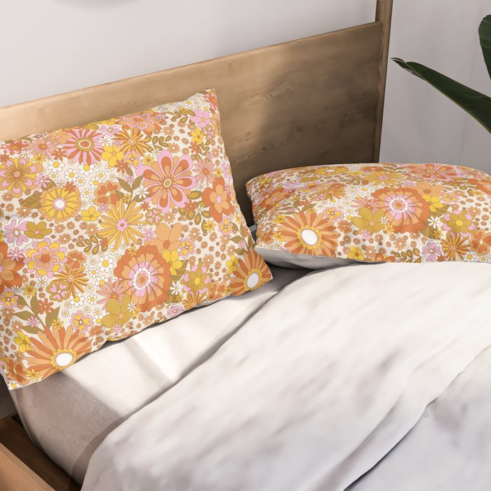 70s Floral Pattern Pillow Sham Gallery Image 2