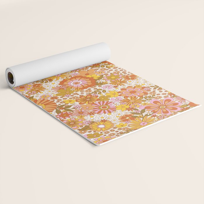 70s Floral Pattern Yoga Mat Gallery Image 2