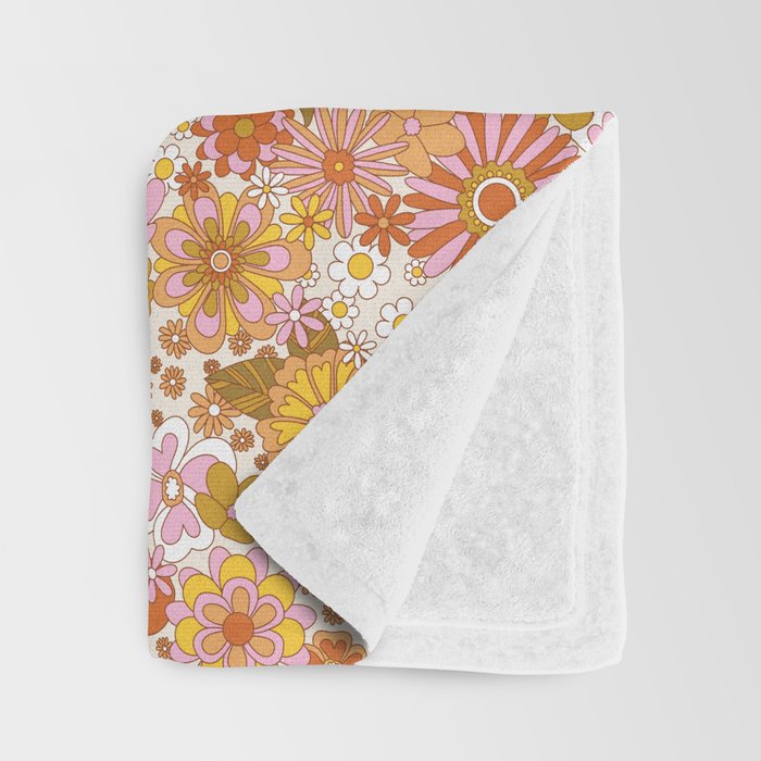 70s Floral Pattern Throw Blanket Gallery Image 3