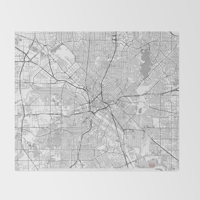 Dallas Map Line Throw Blanket Gallery Image 2