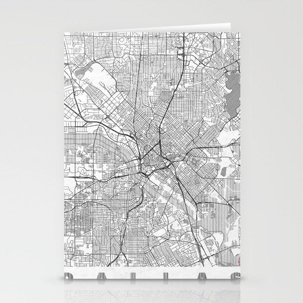 Dallas Map Line Stationery Card Gallery Image 1
