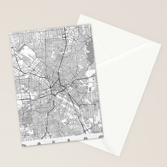 Dallas Map Line Stationery Card Gallery Image 2