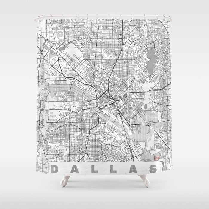 Dallas Map Line Shower Curtain Gallery Image 1