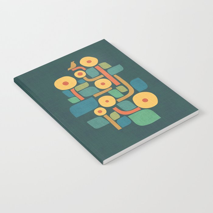 Bird in mid-century garden Notebook Gallery Image 1