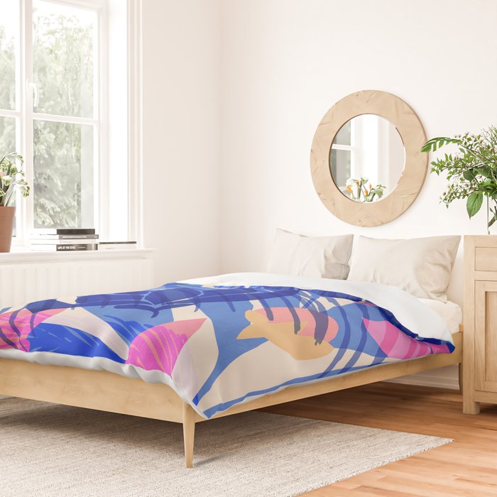Breezy Tropics Blue Floral Design Duvet Cover Gallery Image 2