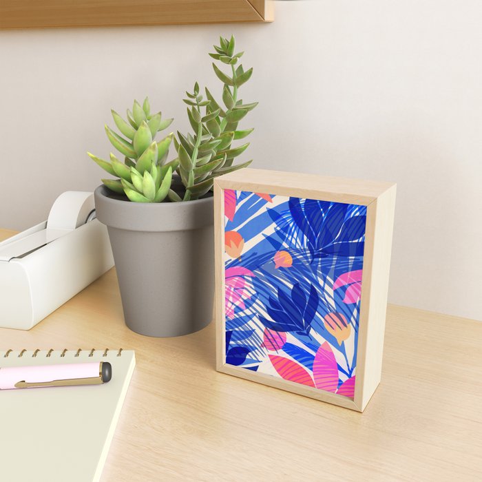 Breezy Tropics Blue Floral Design Mini Art Print Gallery Image 2