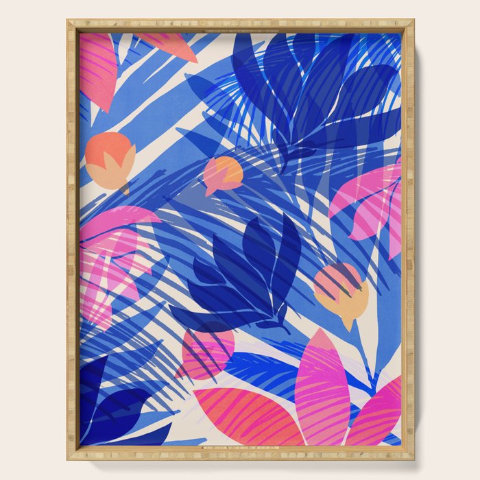 Breezy Tropics Blue Floral Design Serving Tray Gallery Image 1