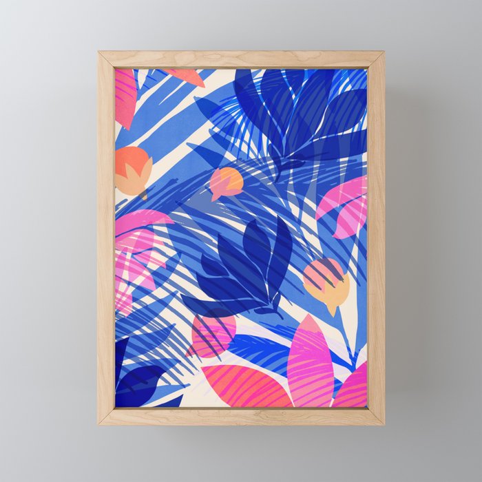 Breezy Tropics Blue Floral Design Mini Art Print Gallery Image 1
