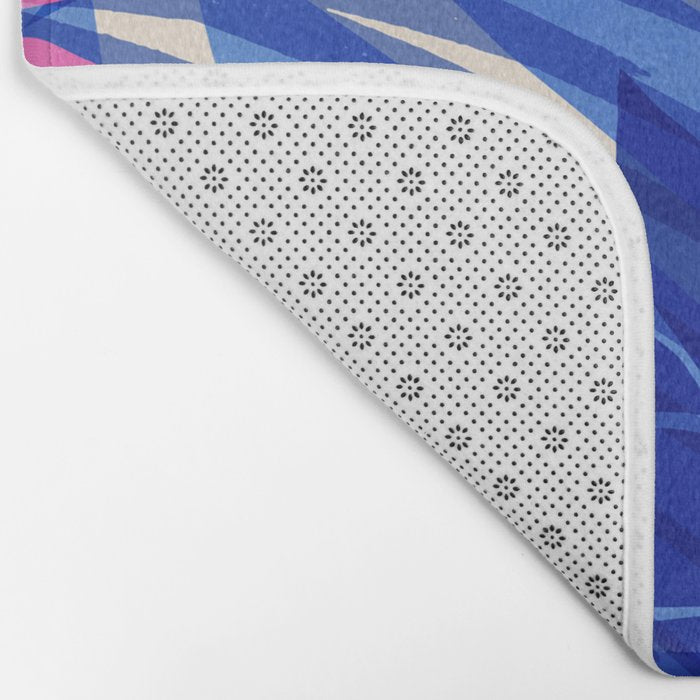 Breezy Tropics Blue Floral Design Bath Mat Gallery Image 2