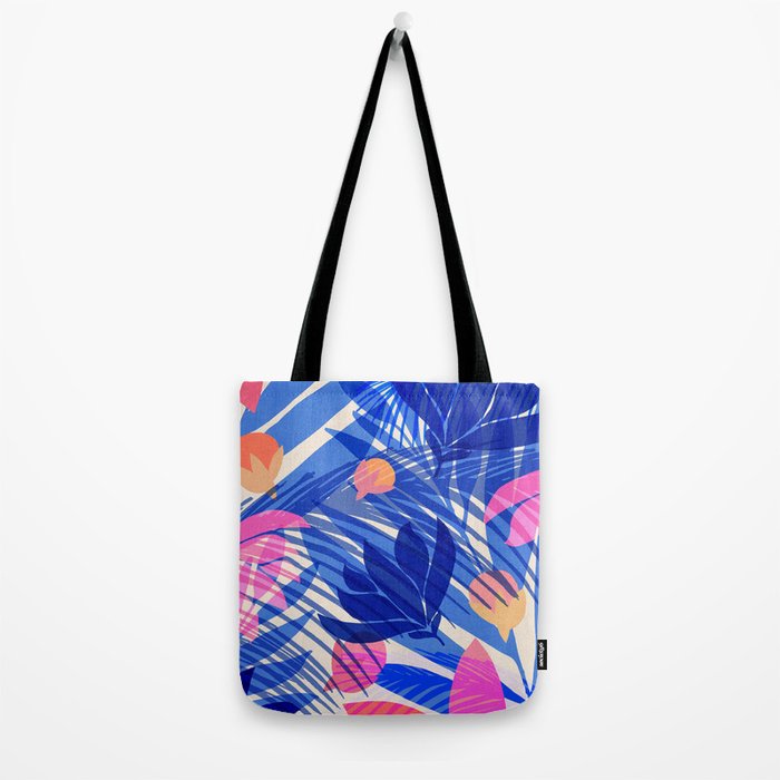 Breezy Tropics Blue Floral Design Tote Bag Gallery Image 2