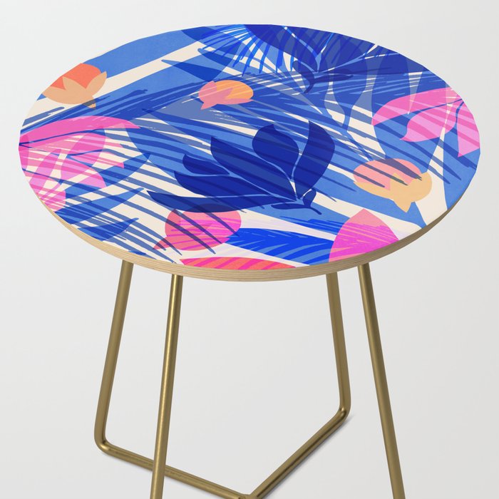Breezy Tropics Blue Floral Design Side Table Gallery Image 2