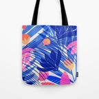 Breezy Tropics Blue Floral Design Tote Bag Gallery Image 1