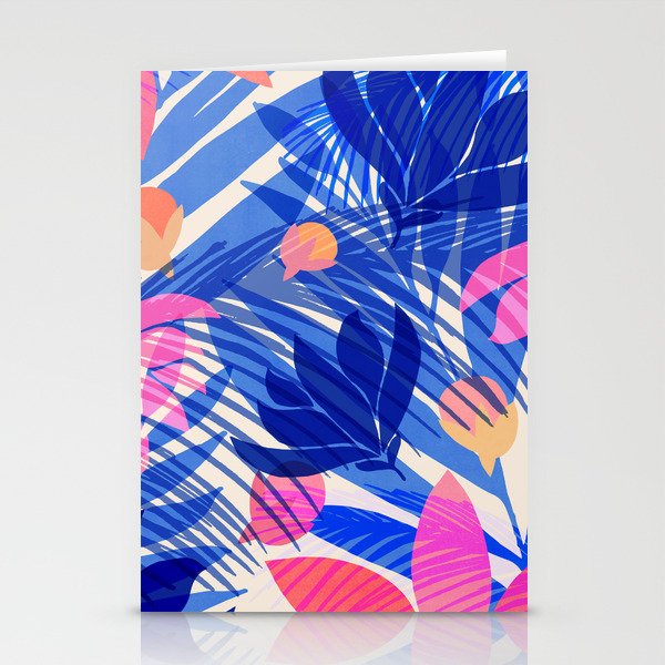 Breezy Tropics Blue Floral Design Stationery Card Gallery Image 1