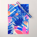 Breezy Tropics Blue Floral Design Wrapping Paper Gallery Image 1