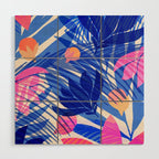 Breezy Tropics Blue Floral Design Wood Wall Art Gallery Image 1