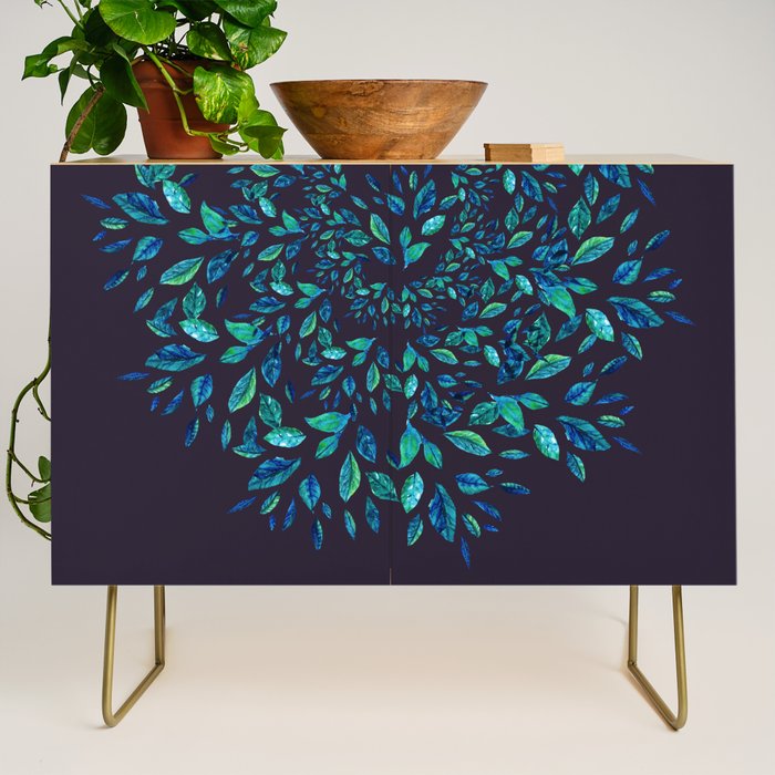 Blue Leaves Mandala Credenza Gallery Image 1