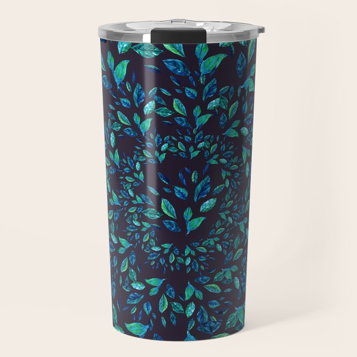 Blue Leaves Mandala Travel Mug Gallery Image 1