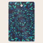 Blue Leaves Mandala Cutting Board Gallery Image 1
