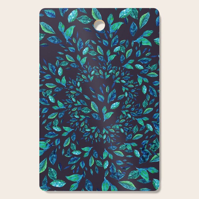 Blue Leaves Mandala Cutting Board Gallery Image 1