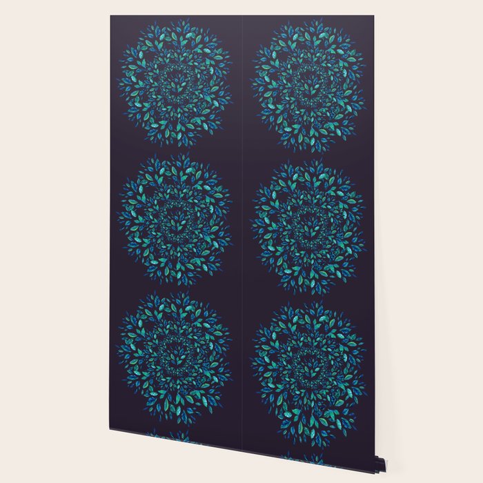 Blue Leaves Mandala Wallpaper Gallery Image 2