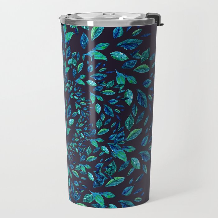 Blue Leaves Mandala Travel Mug Gallery Image 2