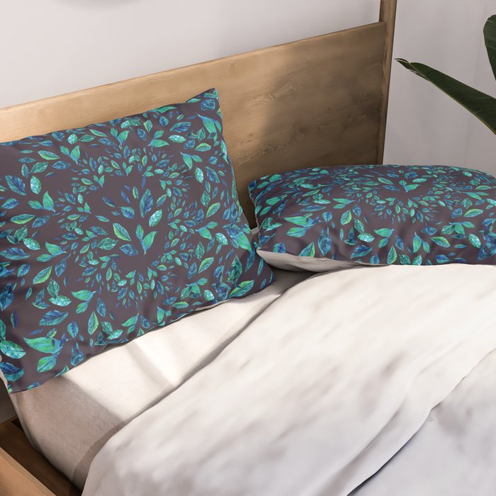 Blue Leaves Mandala Pillow Sham Gallery Image 2