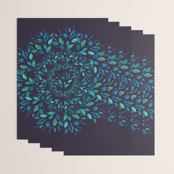 Blue Leaves Mandala Wrapping Paper Gallery Image 3