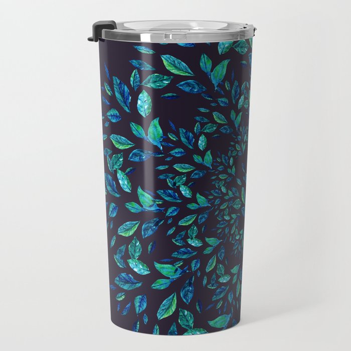 Blue Leaves Mandala Travel Mug Gallery Image 3