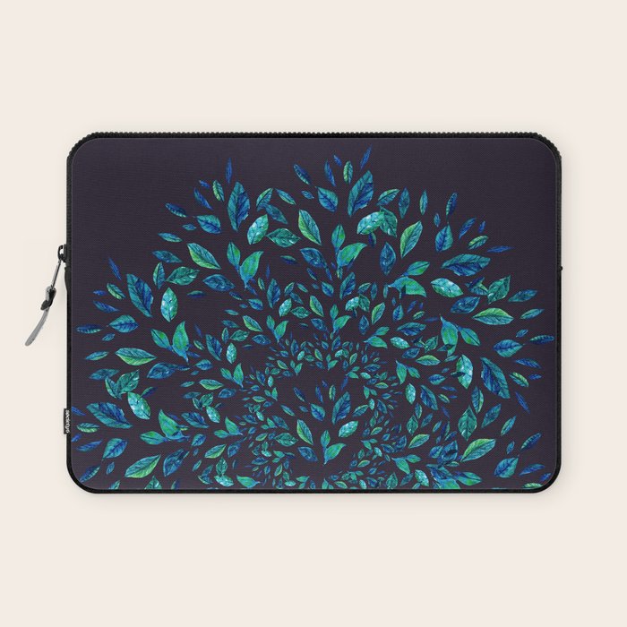 Blue Leaves Mandala Laptop Sleeve Gallery Image 1