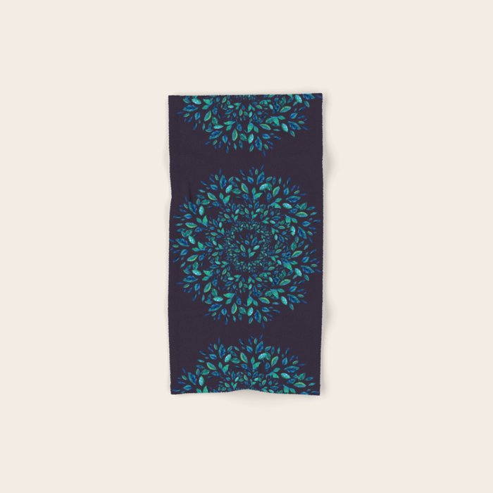 Blue Leaves Mandala Bath Towel Gallery Image 1