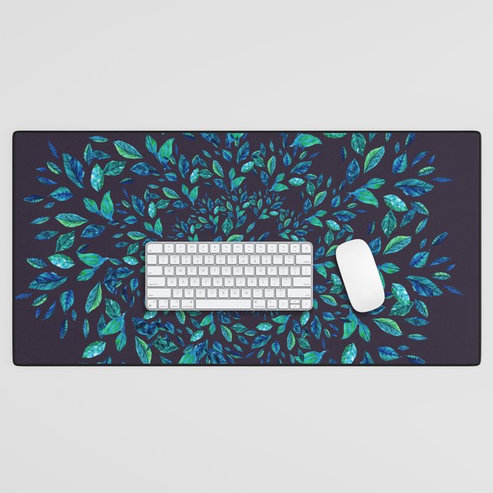 Blue Leaves Mandala Desk Mat Gallery Image 1