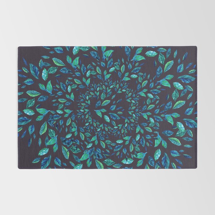 Blue Leaves Mandala Rug Gallery Image 2