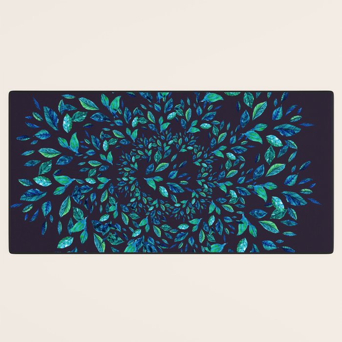 Blue Leaves Mandala Desk Mat Gallery Image 3