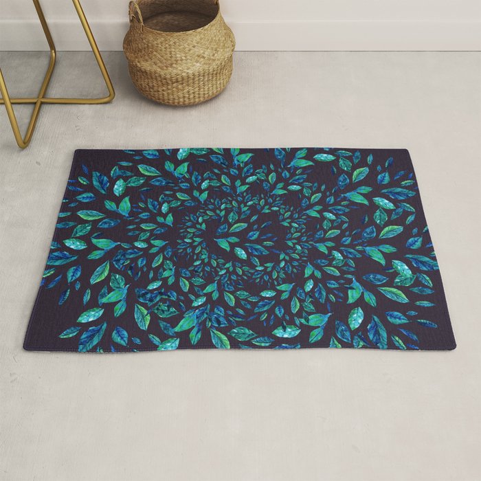 Blue Leaves Mandala Rug Gallery Image 1