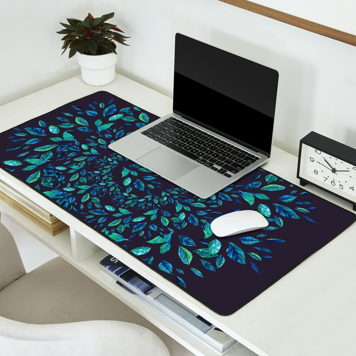 Blue Leaves Mandala Desk Mat Gallery Image 2